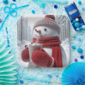 Assiettes En Carton Snowman Avec Chocolat Chaud (Fête)