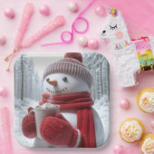 Assiettes En Carton Snowman Avec Chocolat Chaud (Fête)