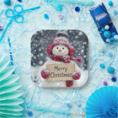 Assiettes En Carton Snowman avec joyeux signe de Noël (Fête)