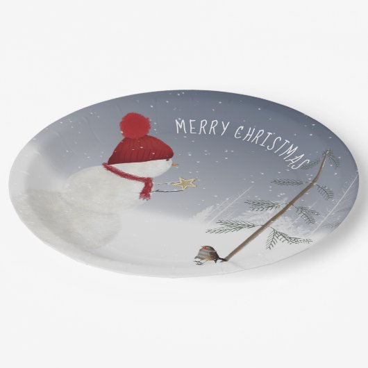 Assiettes En Carton Snowman Avec Star De Noël (Angle)