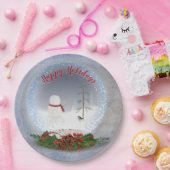 Assiettes En Carton Snowman Dans Le Globe Des Neiges De Noël (Fête)