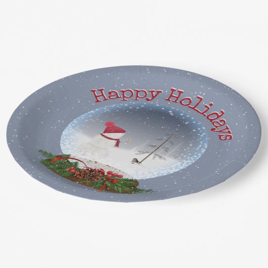 Assiettes En Carton Snowman En Noël Plaque Papier Globe De Neige (Angle)