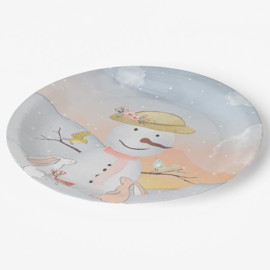 Assiettes En Carton Snowman et Winter Woodland Friends (Angle)