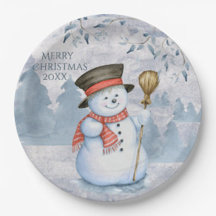 Assiettes En Carton Snowman hiver Merry Typographie Noël de Noël