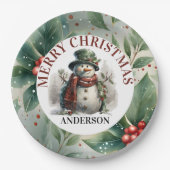 Assiettes En Carton Snowman mignon Noël souhaits Plaque en papier (Devant)