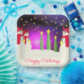 Assiettes En Carton Snowman Mignonne Avec Rouge Et Violet (Fête)