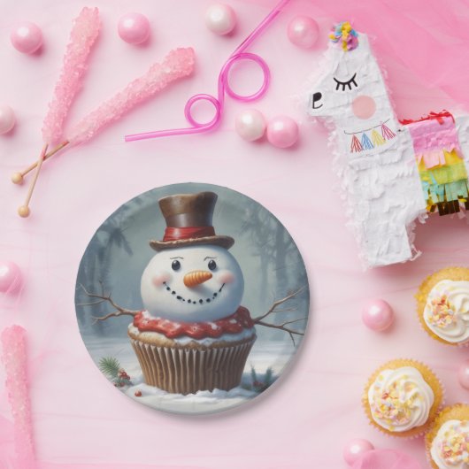 Assiettes En Carton Snowman Muffin (Fête)