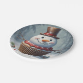 Assiettes En Carton Snowman Muffin (Angle)