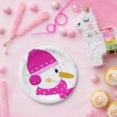 Assiettes En Carton Snowman rose (Fête)