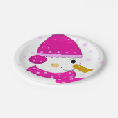 Assiettes En Carton Snowman rose (Angle)
