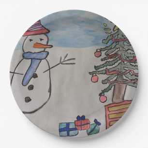 Assiettes En Carton Snowman & sapin de Noël