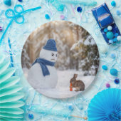 Assiettes En Carton Snowman Scowling at a Rabbit (Fête)