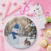 Assiettes En Carton Snowman Scowling at a Rabbit (Fête)