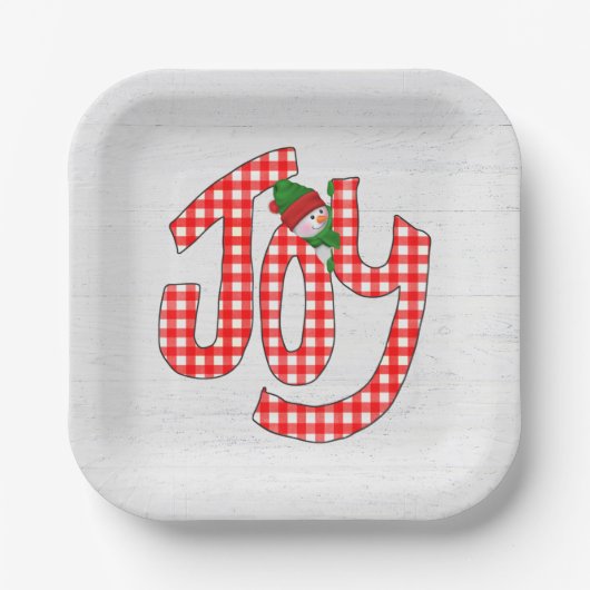 Assiettes En Carton Snowman Sur En vichy Joie (Recto)