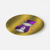 Assiettes En Carton Snowman violet à Noël d'or (Angle)
