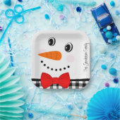 Assiettes En Carton Snowman Visage Rouge Bowtie noir Buffalo plaqué (Fête)
