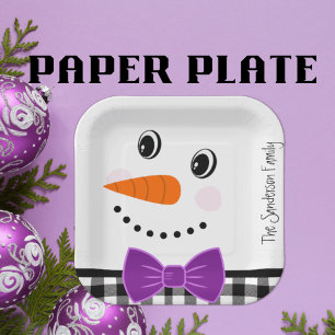 Assiettes En Carton Snowman Visage violet Bowple Buffalo noir Plaid