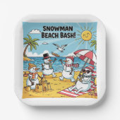 Assiettes En Carton Snowmen Beach Bash (Recto)