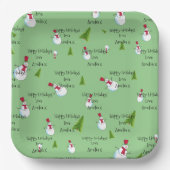 Assiettes En Carton Snowmen de Noël personnalisé (Recto)