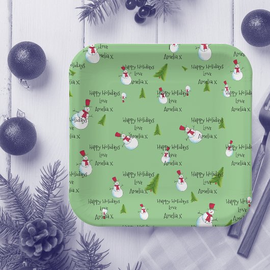 Assiettes En Carton Snowmen de Noël personnalisé