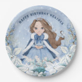 Assiettes En Carton SnowWinter Brunette Princesse Anniversaire (Devant)