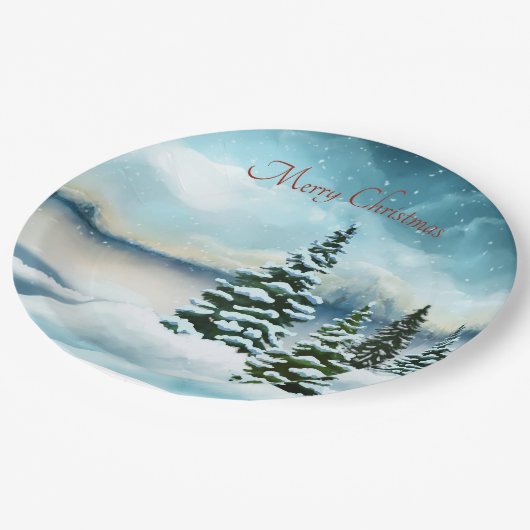 Assiettes En Carton Snowy pine (Angle)