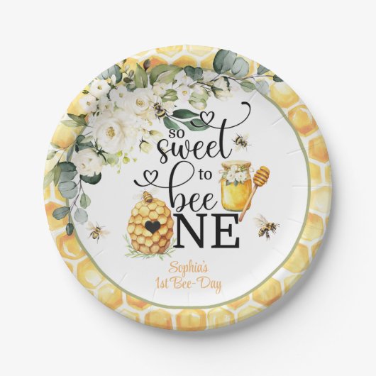 Assiettes En Carton So Sweet to Be One 1st Birthday Plate (Devant)