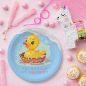 Assiettes En Carton Soapy Yellow Rubber Duck Girl 1er anniversaire fêt (Fête)