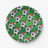 Assiettes En Carton Soccer Ball Santa Hat Motif sur Vert (Devant)