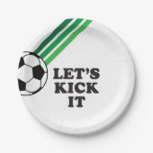 Assiettes En Carton Soccer Green Stripes Faisons-le à l'anniversaire (Devant)