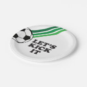 Assiettes En Carton Soccer Green Stripes Faisons-le à l'anniversaire (Angle)