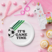 Assiettes En Carton Soccer Green Stripes Jeu Heure Anniversaire (Fête)