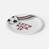 Assiettes En Carton Soccer Maroon Stripes On le frappe Anniversaire (Angle)