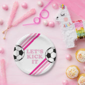 Assiettes En Carton Soccer Pink Stripes On le frappe Anniversaire (Fête)