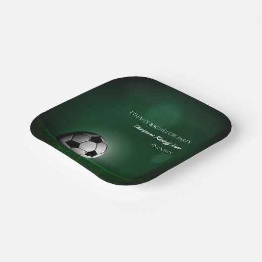 Assiettes En Carton Soccer vert Anniversaire / Bachelor Party (Angulaire)