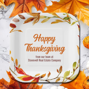 Assiettes En Carton Société de feuilles d'automne de Thanksgiving pers