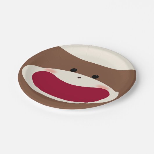 Assiettes En Carton Sock Monkey Smile (Garçon) (Angle)