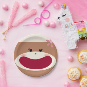 Assiettes En Carton Sock Monkey Smile(Girl)