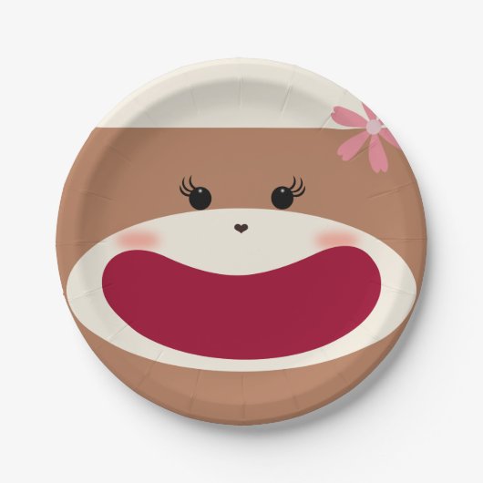 Assiettes En Carton Sock Monkey Smile(Girl) (Devant)