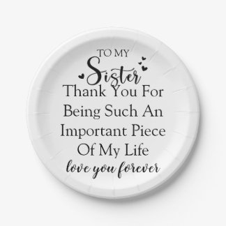 Assiettes En Carton Soeur Appréciation Merci D'Être Dans Ma Vie