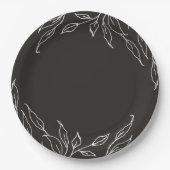 Assiettes En Carton Soft Black Leaf Motif Thanksgiving Party (Devant)