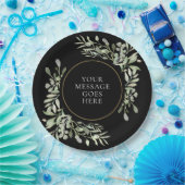 Assiettes En Carton Soft Greenery Feuille Black and Gold Celebration (Fête)