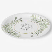 Assiettes En Carton Soft Greenery Feuilles (Angle)