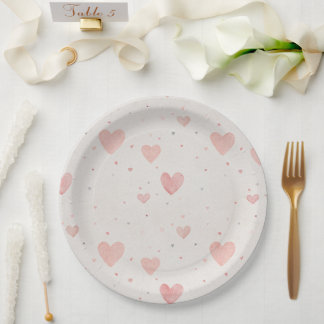 Assiettes En Carton Soft Heart Pattern Paper Plates
