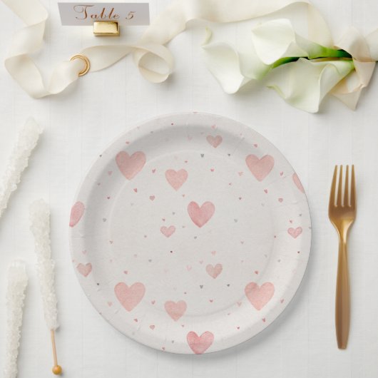 Assiettes En Carton Soft Heart Pattern Paper Plates (Mariage)