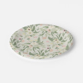 Assiettes En Carton Soft Mint Green Garden Motif (Angle)