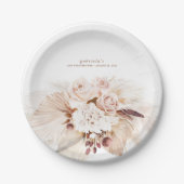 Assiettes En Carton Soft Pastel Pampas Grass et Fleurs Boho (Devant)