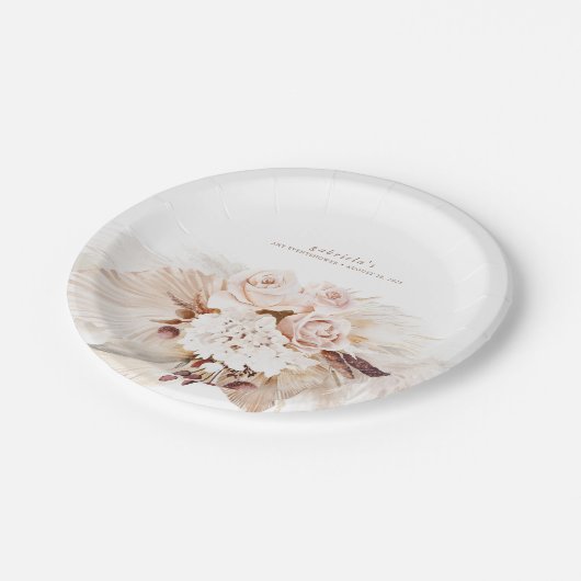 Assiettes En Carton Soft Pastel Pampas Grass et Fleurs Boho (Angle)