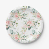 Assiettes En Carton Soft Pastel Rose Rose Flower Motif (Devant)