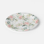 Assiettes En Carton Soft Pastel Rose Rose Flower Motif (Angle)